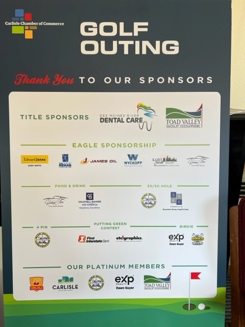 chamber golf outing 2024 sponsor board