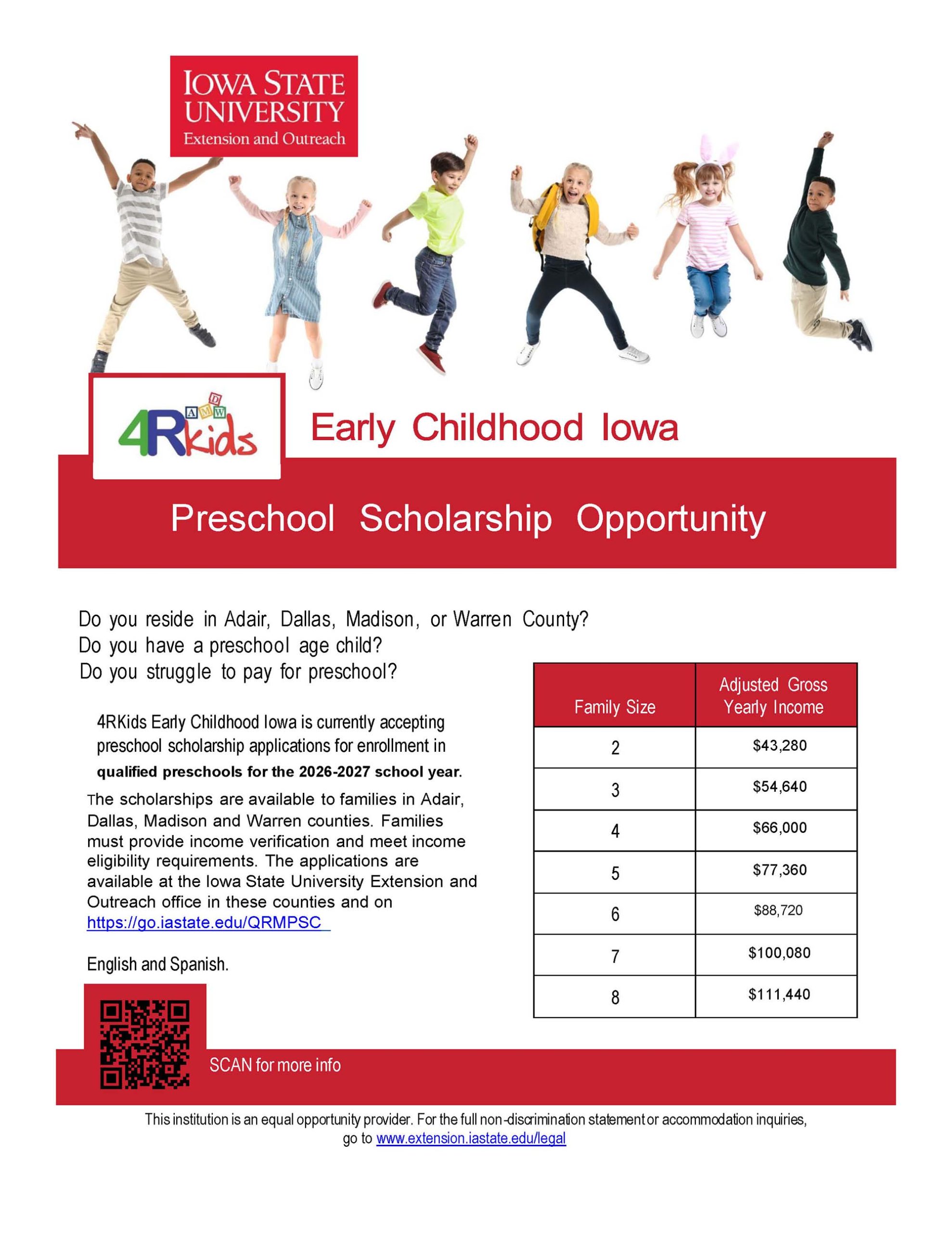 4 R Kids Preschool Scholarship Opportunity