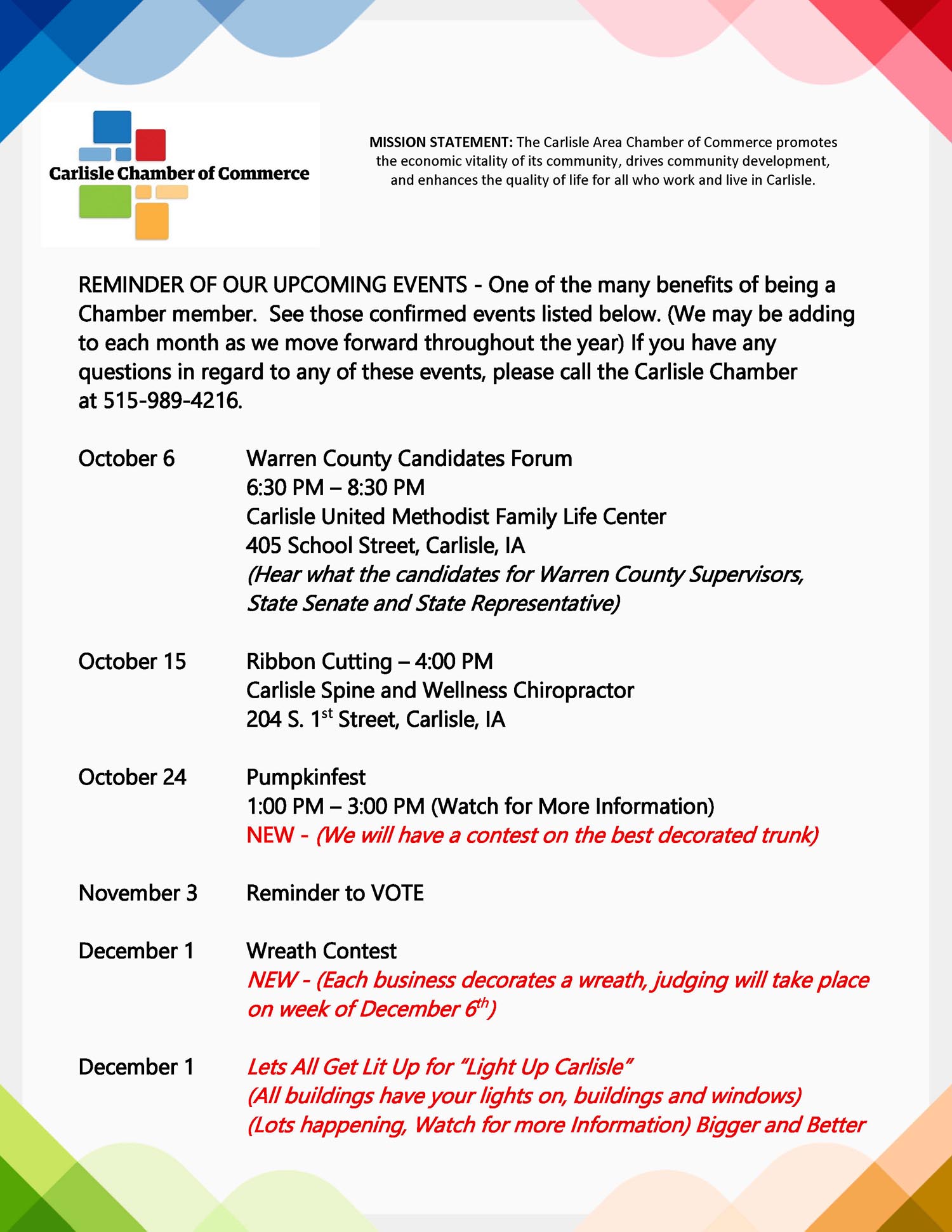 Carlisle Chamber Events for the Rest of the Year