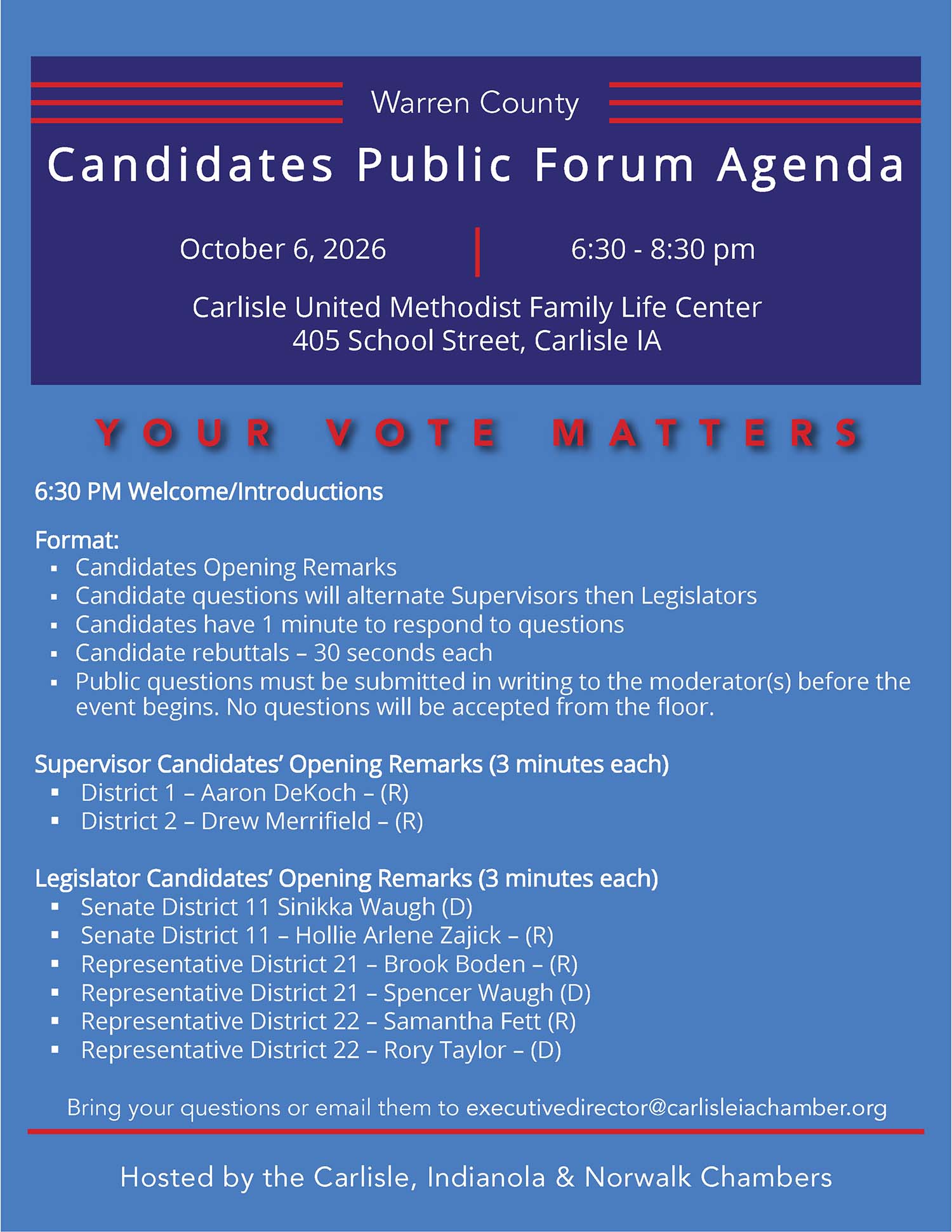 Candidates Public Forum Agenda