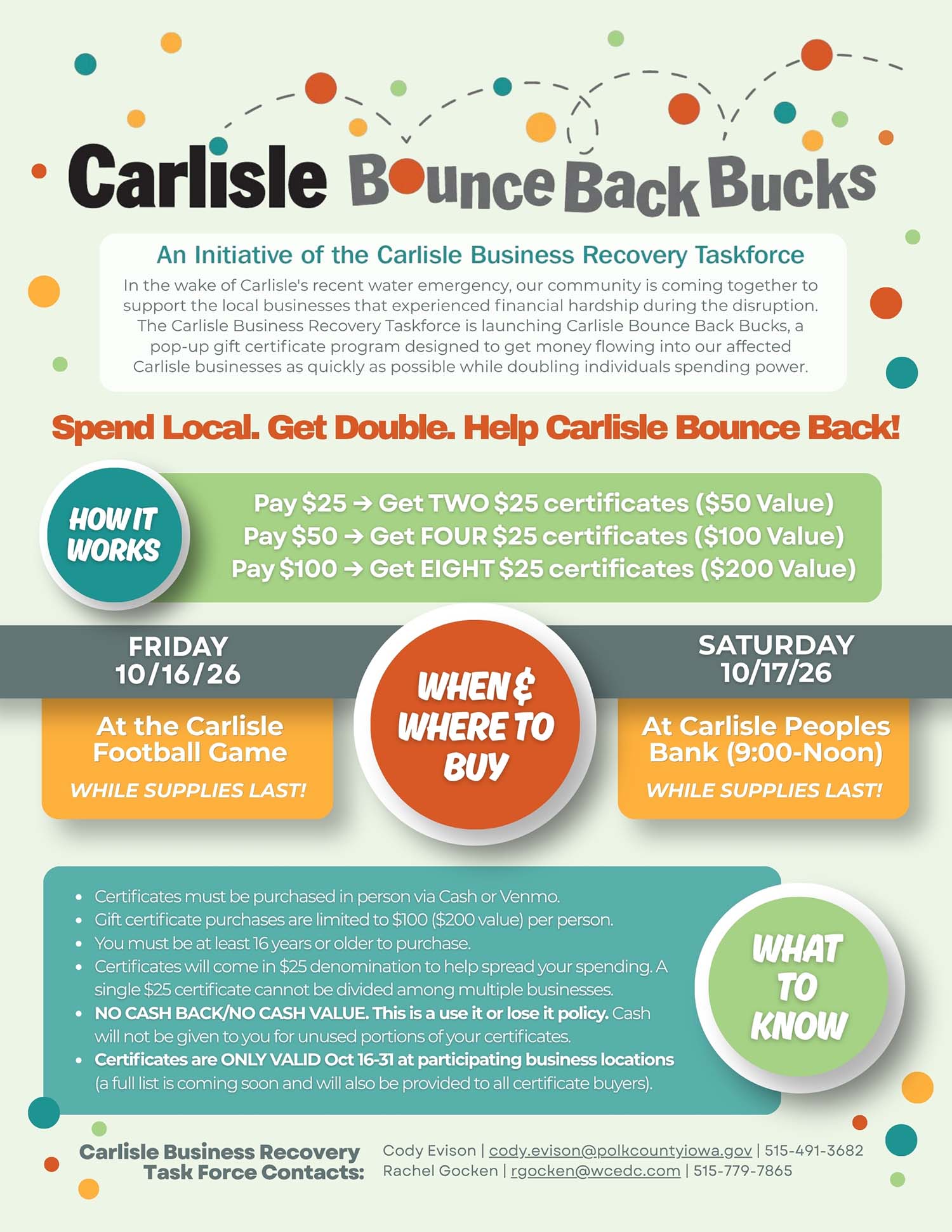 Carlisle Bounce Back Program Details
